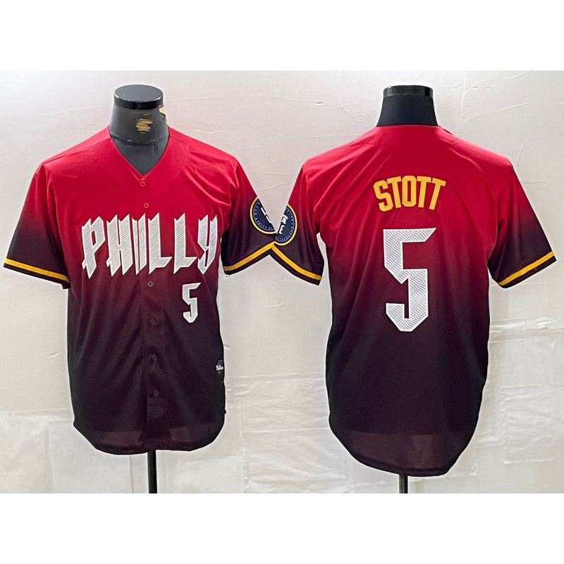 Philadelphia Phillies #5 Bryson Stott Red MIKSHPS 2024 City Player Number Cool Base Jersey