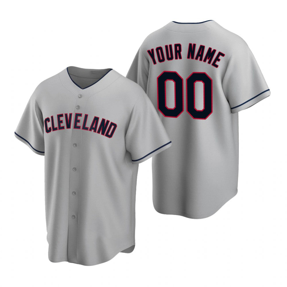 Custom Cleveland Indians Gray MIKSHPS 2020 Stitched Cool Base Road Jersey