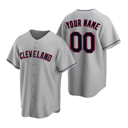 Custom Cleveland Indians Gray MIKSHPS 2020 Stitched Cool Base Road Jersey