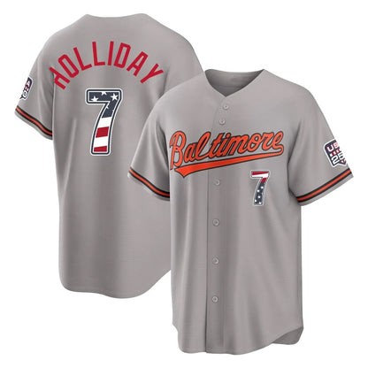Baltimore Orioles #7 Jackson Holliday Player Gray MIKSHPS USA 250 Fourth of July Home Game Stitched Jerseys