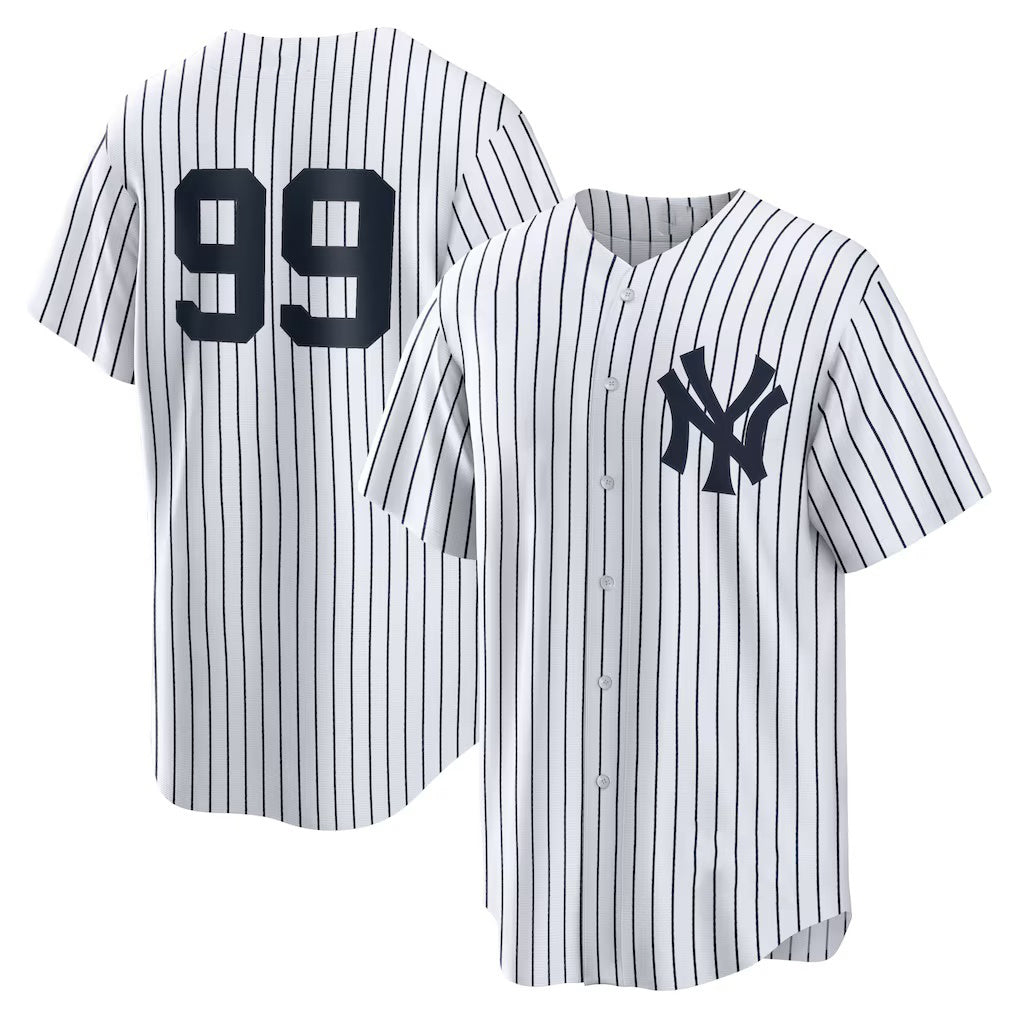New York Yankees #99 Aaron Judge White MIKSHPS Home Replica Player Name Jersey