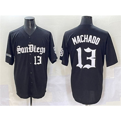 San Diego Padres #13 Manny Machado Black MIKSHPS Gothic Edition Vapor Limited Stitched Jersey