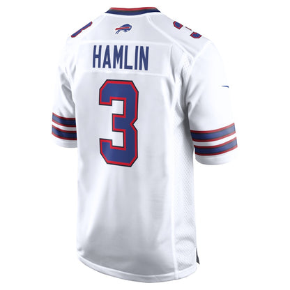 B.Bills #3 Damar Hamlin White MIKSHPS Game Jersey