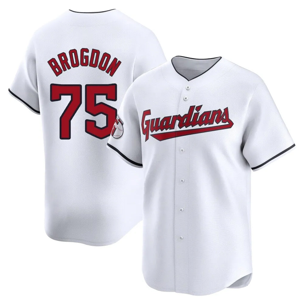 Cleveland Guardians #75 Connor Brogdon Player White MIKSHPS Limited Home Stitched Jerseys