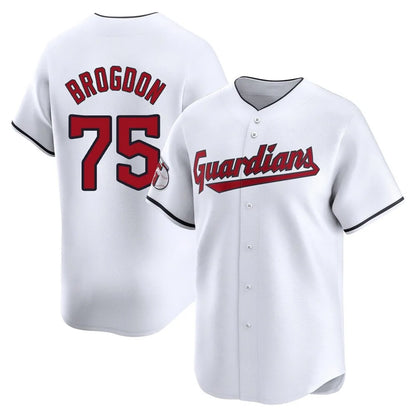 Cleveland Guardians #75 Connor Brogdon Player White MIKSHPS Limited Home Stitched Jerseys