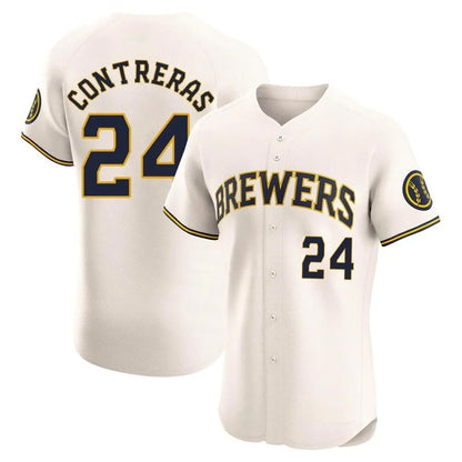 Milwaukee Brewers #24 William Contreras Player Cream MIKSHPS Home Limited Elite Stitched Jerseys
