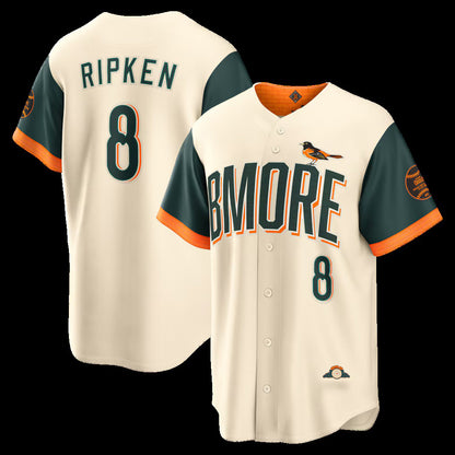 Baltimore Orioles #8 Cal Ripken Jr. Natural MIKSHPS 2026 City Connect Stadium Jersey
