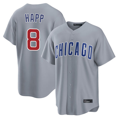 Chicago Cubs #8 Ian Happ Player Gray MIKSHPS Home Game Stitched Jerseys