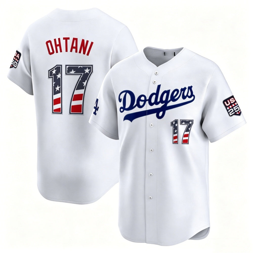 Los Angeles Dodgers #17 Shohei Ohtani White MIKSHPS USA 250 Fourth of July Limited Stitched Jersey