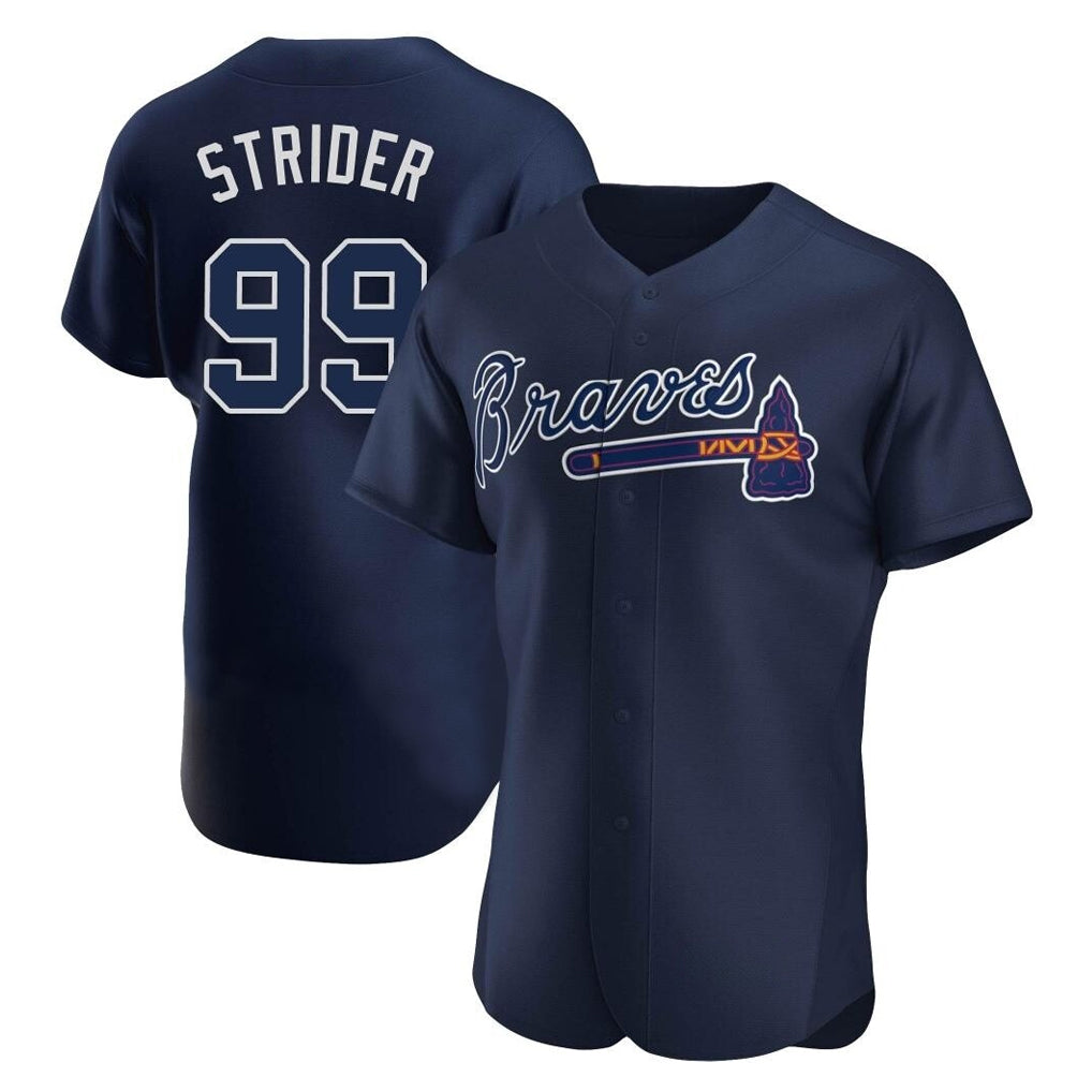 Atlanta Braves #99 Spencer Strider Player Navy MIKSHPS Alternate Limited Elite Home Game Stitched Jerseys