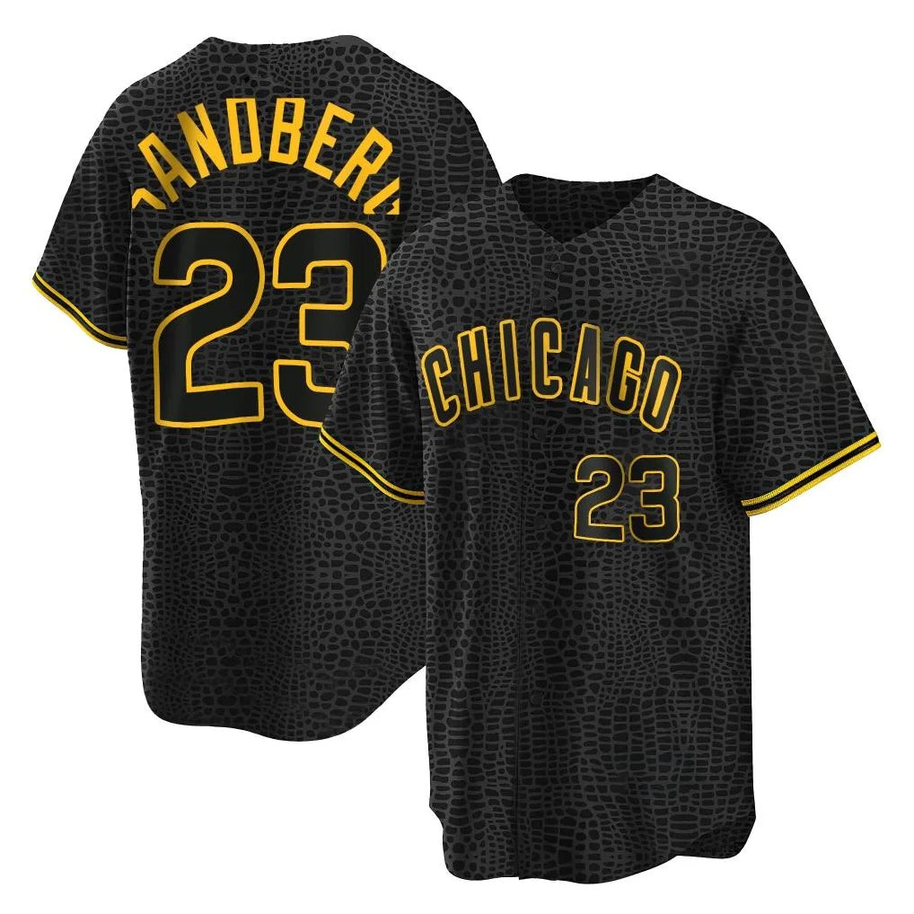 Chicago Cubs #23 Ryne Sandberg Player Black MIKSHPS Snake Skin City Game Stitched Jerseys