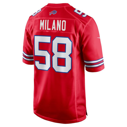 B.Bills #58 Matt Milano Red MIKSHPS Alternate Game Jersey