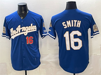 Los Angeles Dodgers #16 Will Smith Royal MIKSHPS 2026 Gold Collection 9x & B2B Champs Patch Stitched Jersey