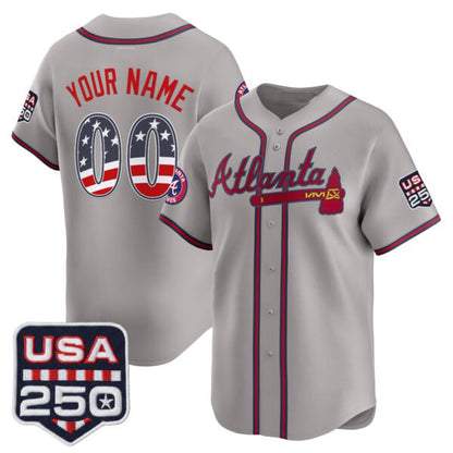 Custom Atlanta Braves Gray MIKSHPS USA 250 Fourth of July Vapor Premier Limited Jersey ¨C All Stitched