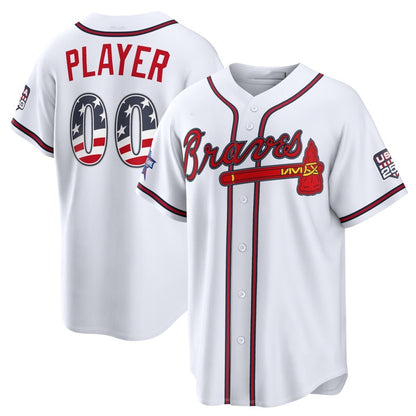 Custom Atlanta Braves 2026 All-Star Edition Stars & Stripes White MIKSHPS Stadium Pick-A-Player Jersey