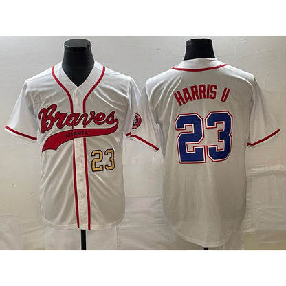 Atlanta Braves #23 Michael Harris II Number White MIKSHPS Cool Base With Patch Stitched Jersey