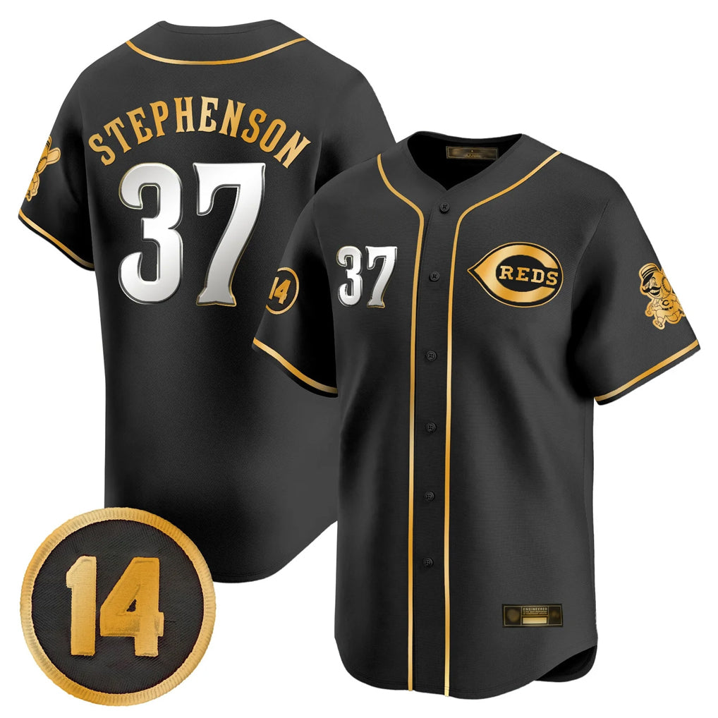 Cincinnati Reds #37 Tyler Stephenson Player Black-Gold MIKSHPS Vapor Premier Limited Home Stitched Jerseys