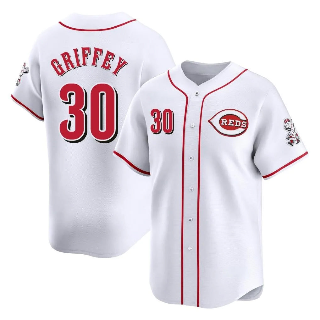 Cincinnati Reds #30 Ken Griffey Player White MIKSHPS Home Limited Stitched Jerseys