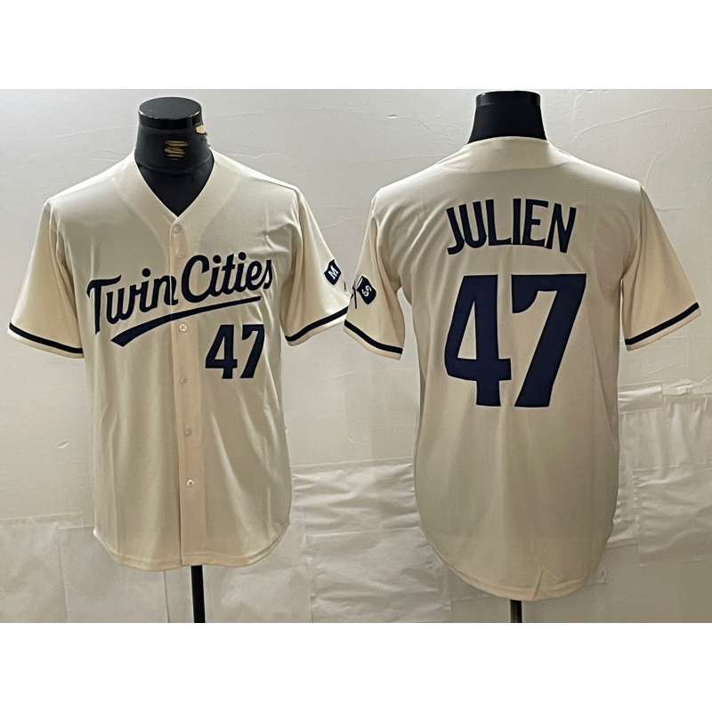 Minnesota Twins #47 Edouard Julien Number Cream MIKSHPS Cool Base Stitched Jersey