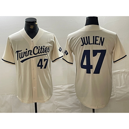 Minnesota Twins #47 Edouard Julien Number Cream MIKSHPS Cool Base Stitched Jersey