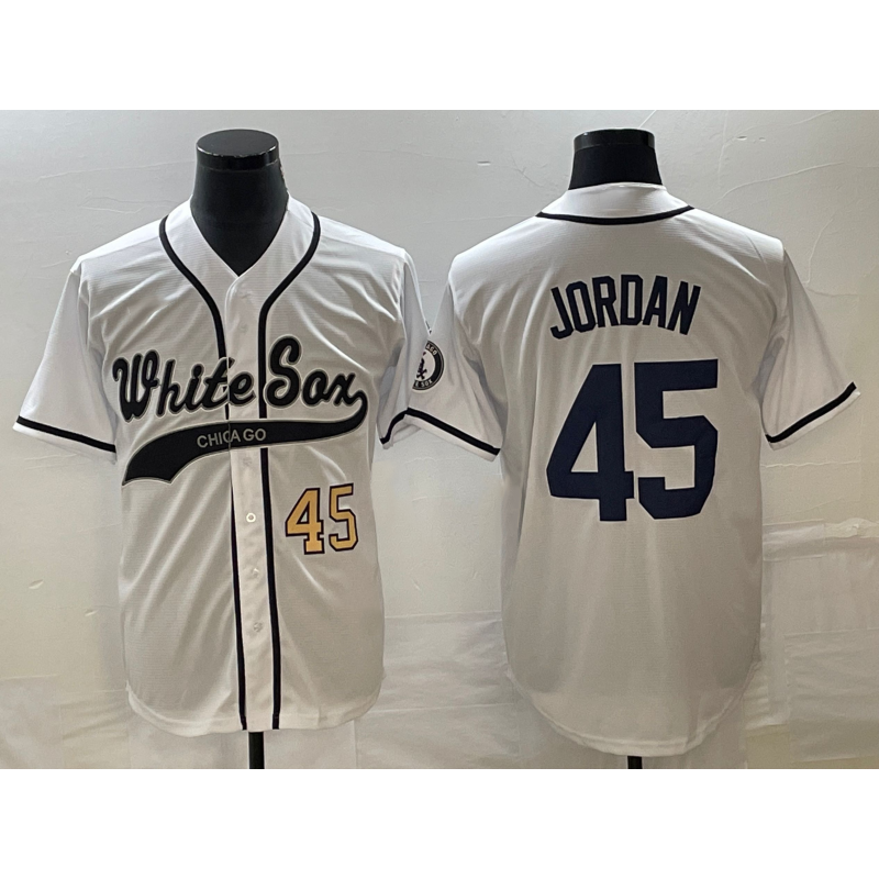 Chicago White Sox #45 Michael Jordan Number White MIKSHPS Cool Base Stitched Jersey