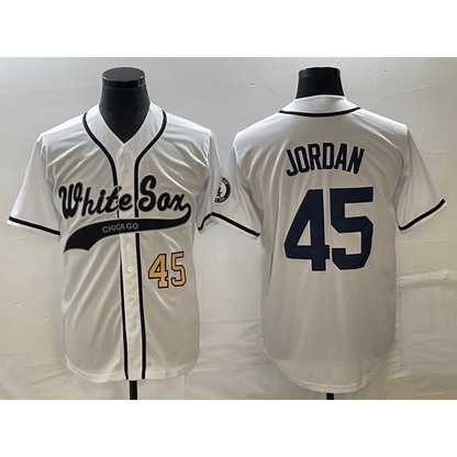 Chicago White Sox #45 Michael Jordan Number White MIKSHPS Cool Base Stitched Jersey