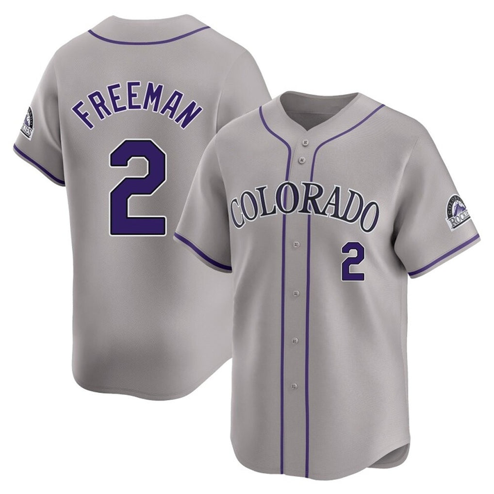 Colorado Rockies #2 Tyler Freeman Player Gray MIKSHPS Limited Home Stitched Jerseys