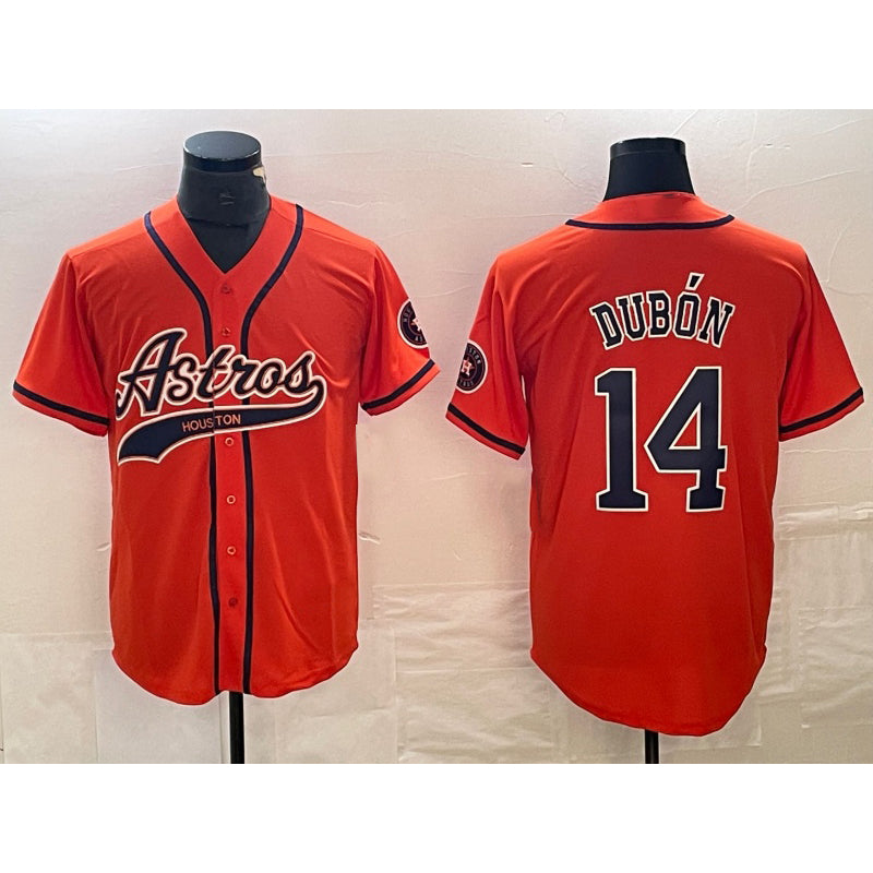 Houston Astros #14 Mauricio Dubon Orange MIKSHPS With Patch Cool Base Stitched Jersey