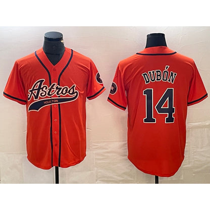 Houston Astros #14 Mauricio Dubon Orange MIKSHPS With Patch Cool Base Stitched Jersey
