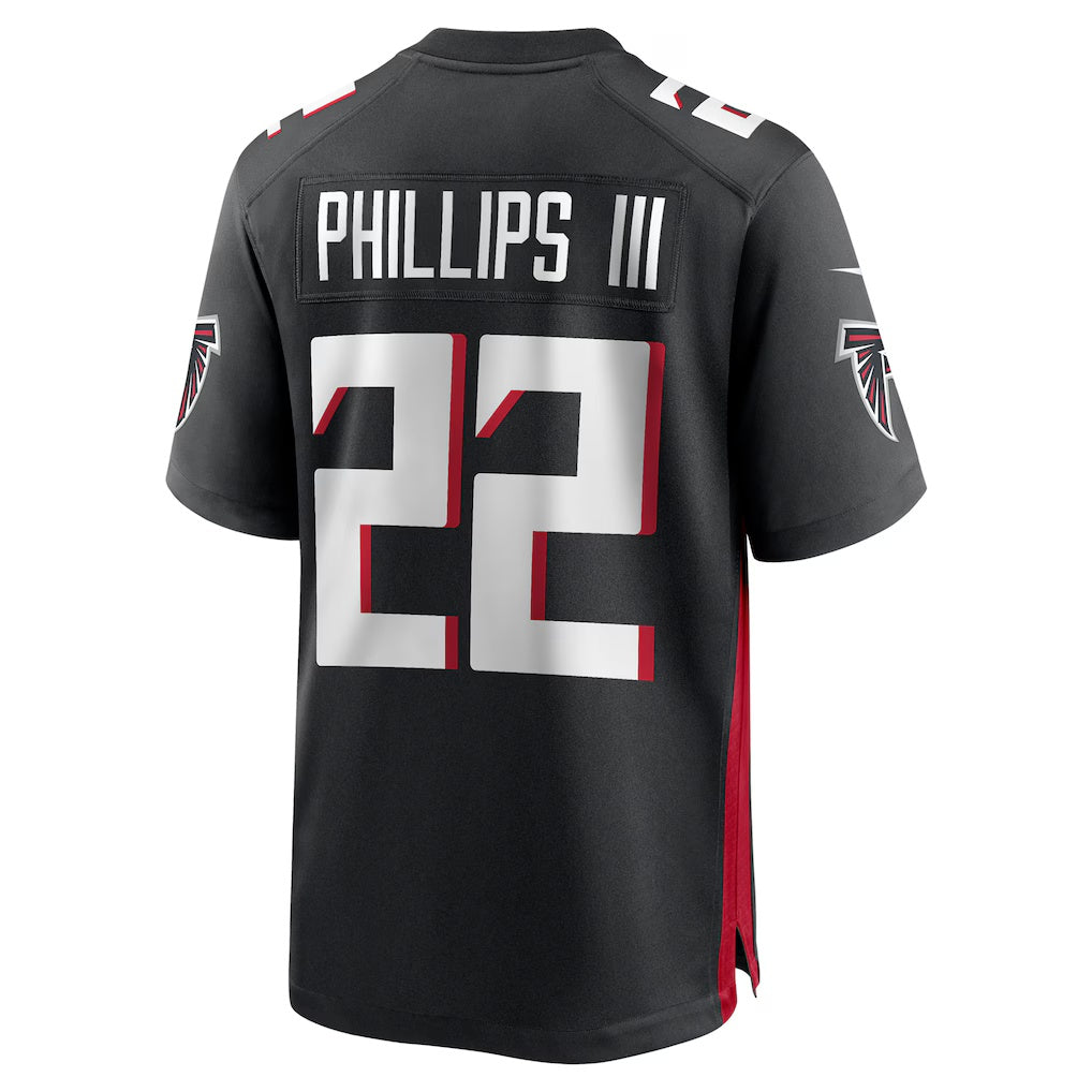 A.Falcons #22 Clark Phillips III Black MIKSHPS Team Game Jersey