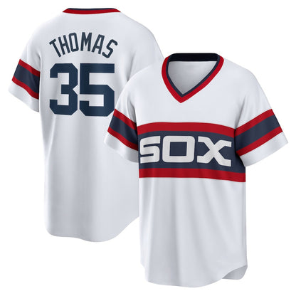 Chicago White Sox #35 Frank Thomas White MIKSHPS Home Cooperstown Collection Player Jersey