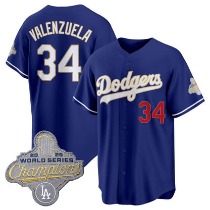 Los Angeles Dodgers #34 Fernando Valenzuela Royal MIKSHPS 2026 Alternate Gold Collection Stadium Stitched Jersey