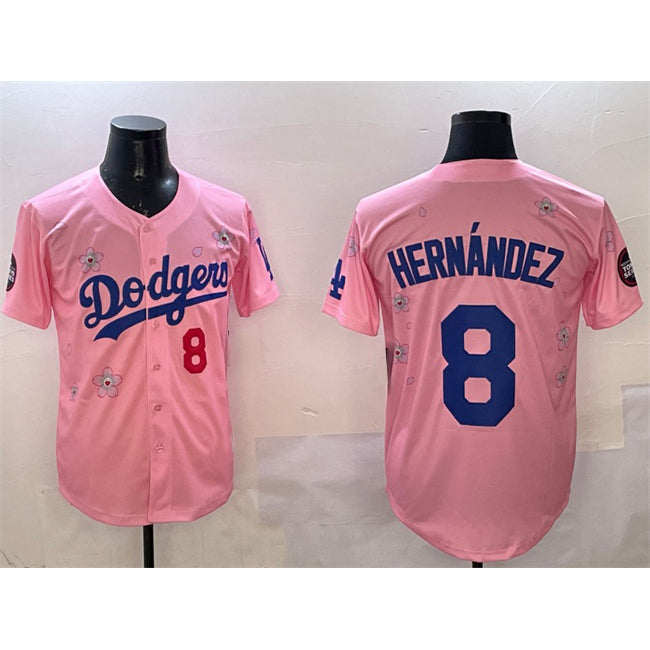 Los Angeles Dodgers #8 Enrique Hernandez Pink MIKSHPS 2025 Tokyo Series Limited Stitched Jersey