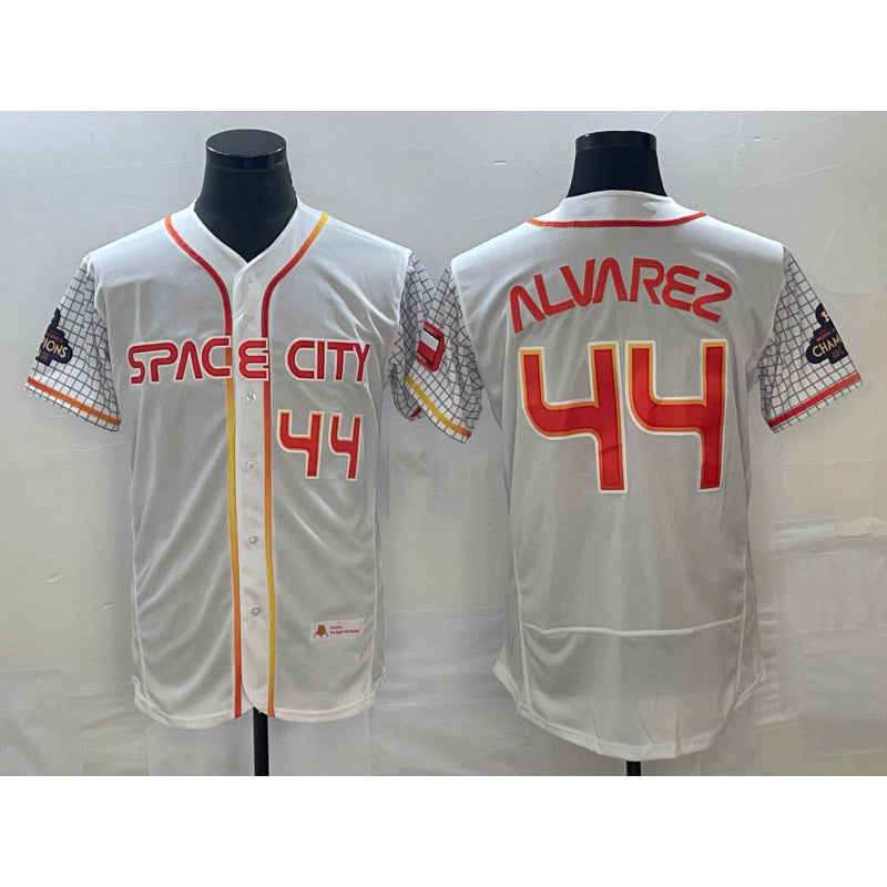 Houston Astros #44 Yordan Alvarez Number White MIKSHPS 2023 City Connect Flex Base Stitched Jersey 2