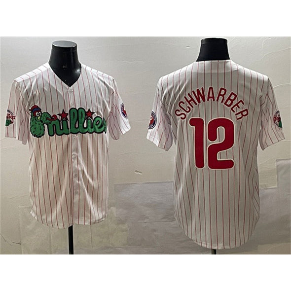 Philadelphia Phillies #12 Kyle Schwarber White MIKSHPS Phanatic Cool Base Stitched Jersey