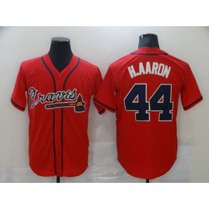 Atlanta Braves #44 Hank Aaron Red MIKSHPS Game Jerseys