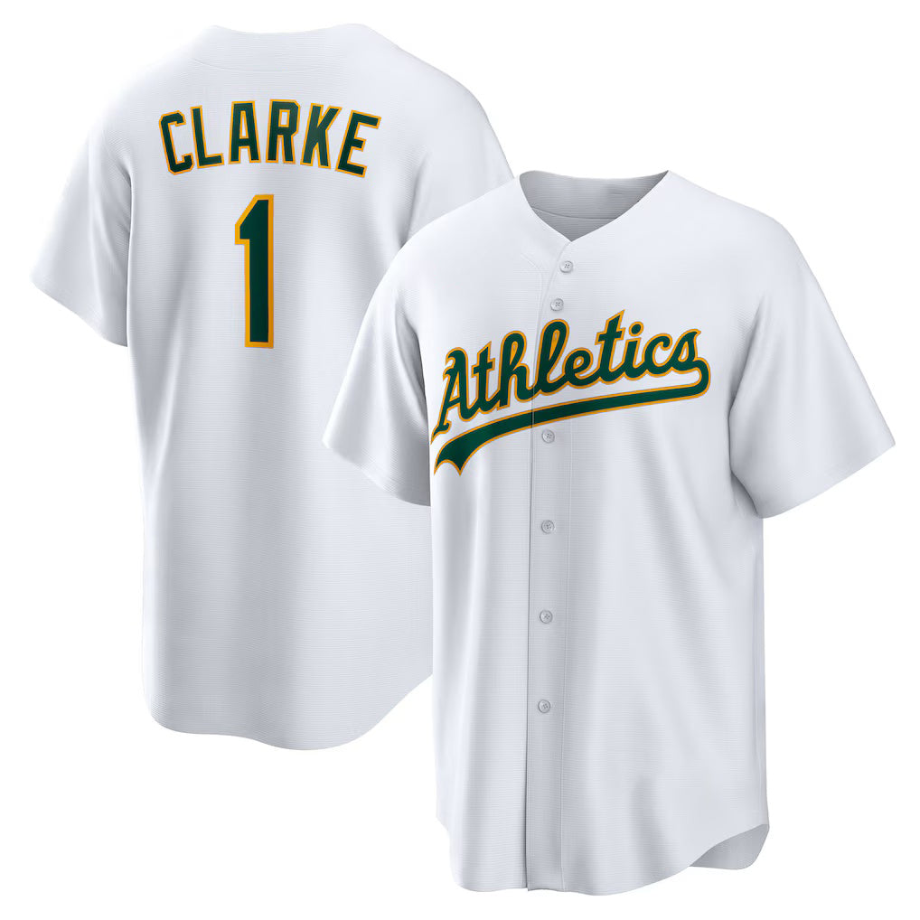 Oakland Athletics #1 Denzel Clarke White MIKSHPS Home Replica Jersey