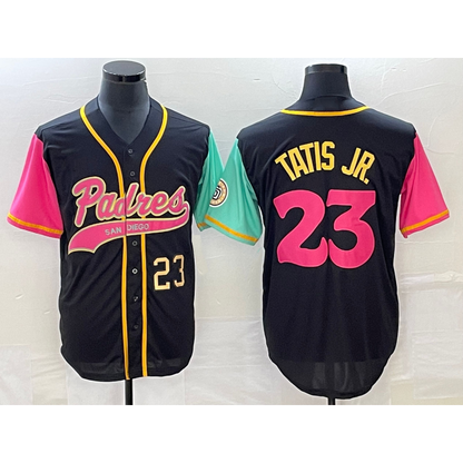 San Diego Padres #23 Fernando Tatis Jr Number Black MIKSHPS NEW 2023 City Connect Cool Base Stitched Jersey