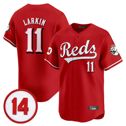 Cincinnati Reds #11 Barry Larkin Player Red MIKSHPS Vapor Premier Limited Home Stitched Jerseys