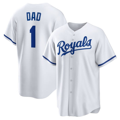 Kansas City Royals #1 Dad White MIKSHPS Home Replica Jersey