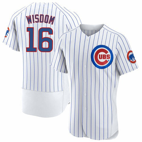 Chicago Cubs #16 Patrick Wisdom White MIKSHPS Flex Base Stitched Jersey