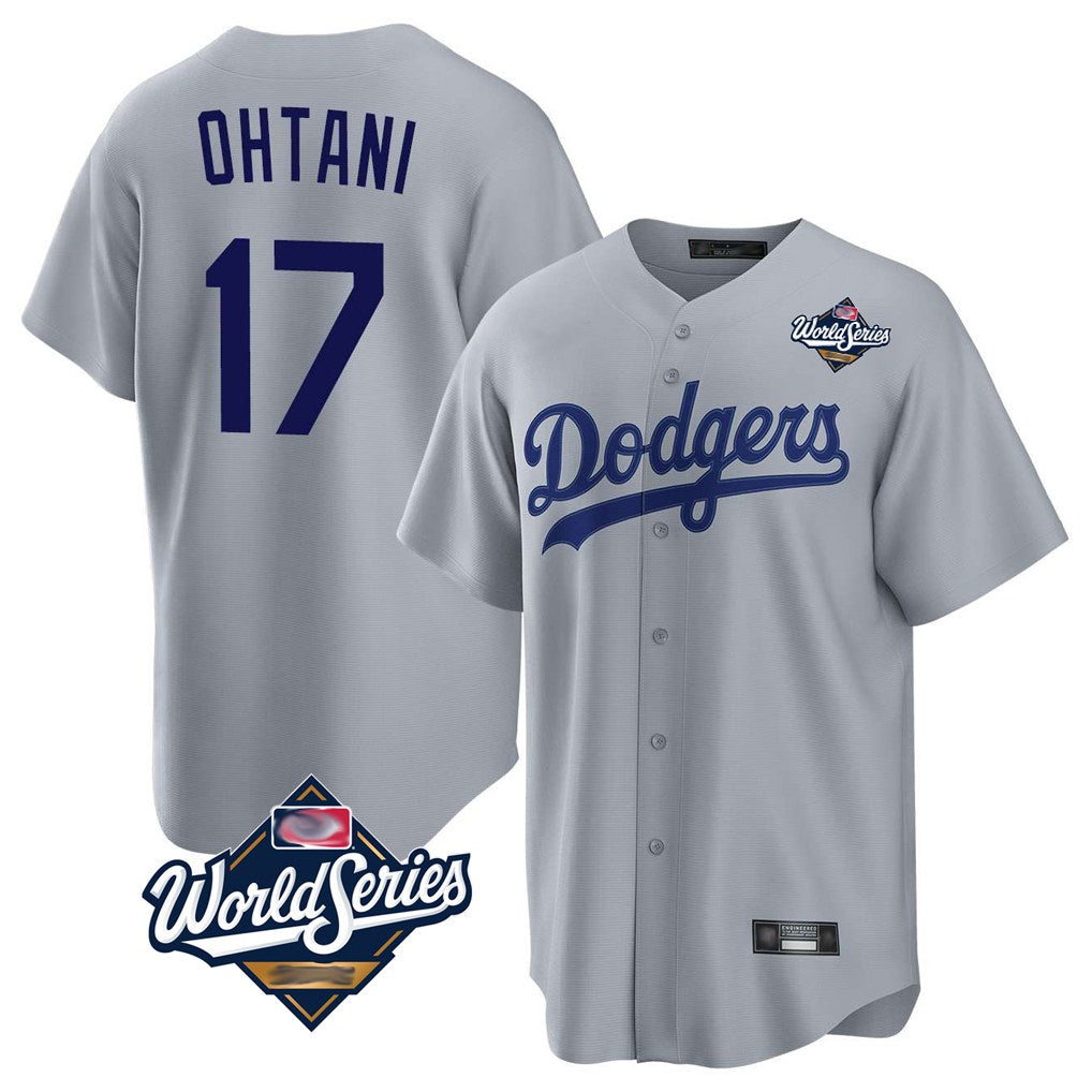 Los Angeles Dodgers #17 Shohei Ohtani Player Gray MIKSHPS World Series Game Stitched Jerseys
