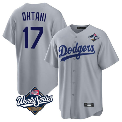 Los Angeles Dodgers #17 Shohei Ohtani Player Gray MIKSHPS World Series Game Stitched Jerseys