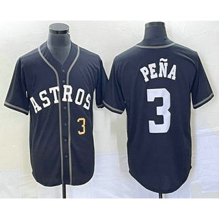 Houston Astros #3 Jeremy Pena Number Black MIKSHPS Cool Base Stitched Jersey