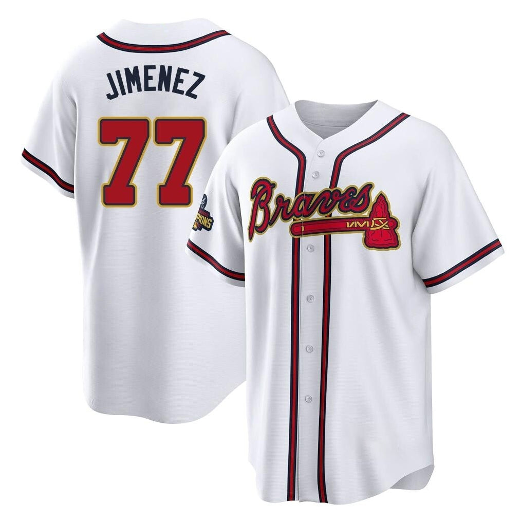Atlanta Braves #77 Joe Jimenez Player White Gold MIKSHPS Home Game Stitched Jerseys