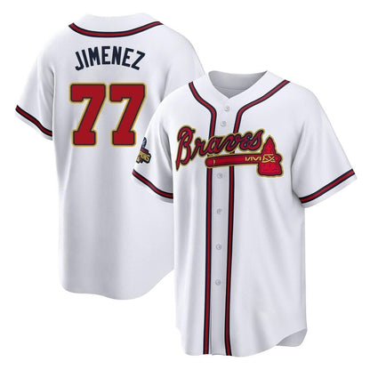 Atlanta Braves #77 Joe Jimenez Player White Gold MIKSHPS Home Game Stitched Jerseys