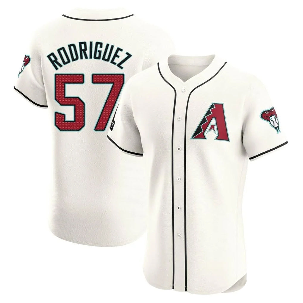 Arizona Diamondbacks #57 Eduardo Rodriguez Player Cream MIKSHPS Limited Elite Home Game Stitched Jerseys