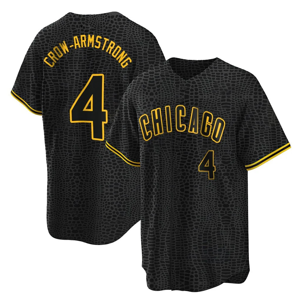 Chicago Cubs #4 Pete Crow-Armstrong Player Black MIKSHPS Snake Skin City Game Stitched Jerseys