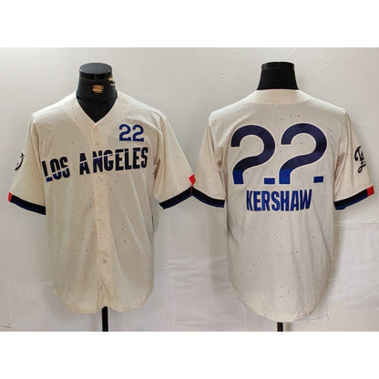 Los Angeles Dodgers #22 Clayton Kershaw Cream MIKSHPS 2024 City Connect Limited Jersey