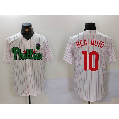 Philadelphia Phillies #10 J.T. Realmuto White Green MIKSHPS Cool Base Stitched Jersey 2
